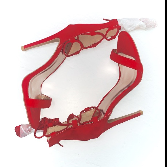 Cute Red Lace-Up Heels - Picture 4 of 5